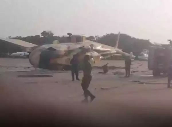 How Presidential Aircraft Handed Over to the Air Force Crashed in Markurdi (Photo)